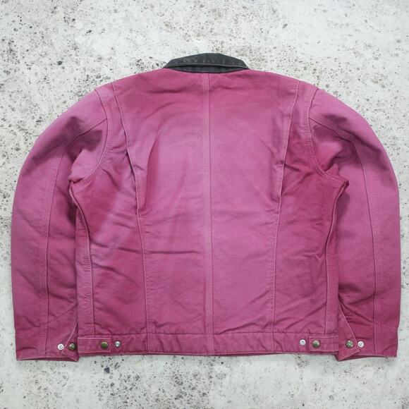 Vintage Carhartt WOMENS WJ097 RBY Ruby FADED Pink Detroit Jacket Size Medium - Picture 4 of 16
